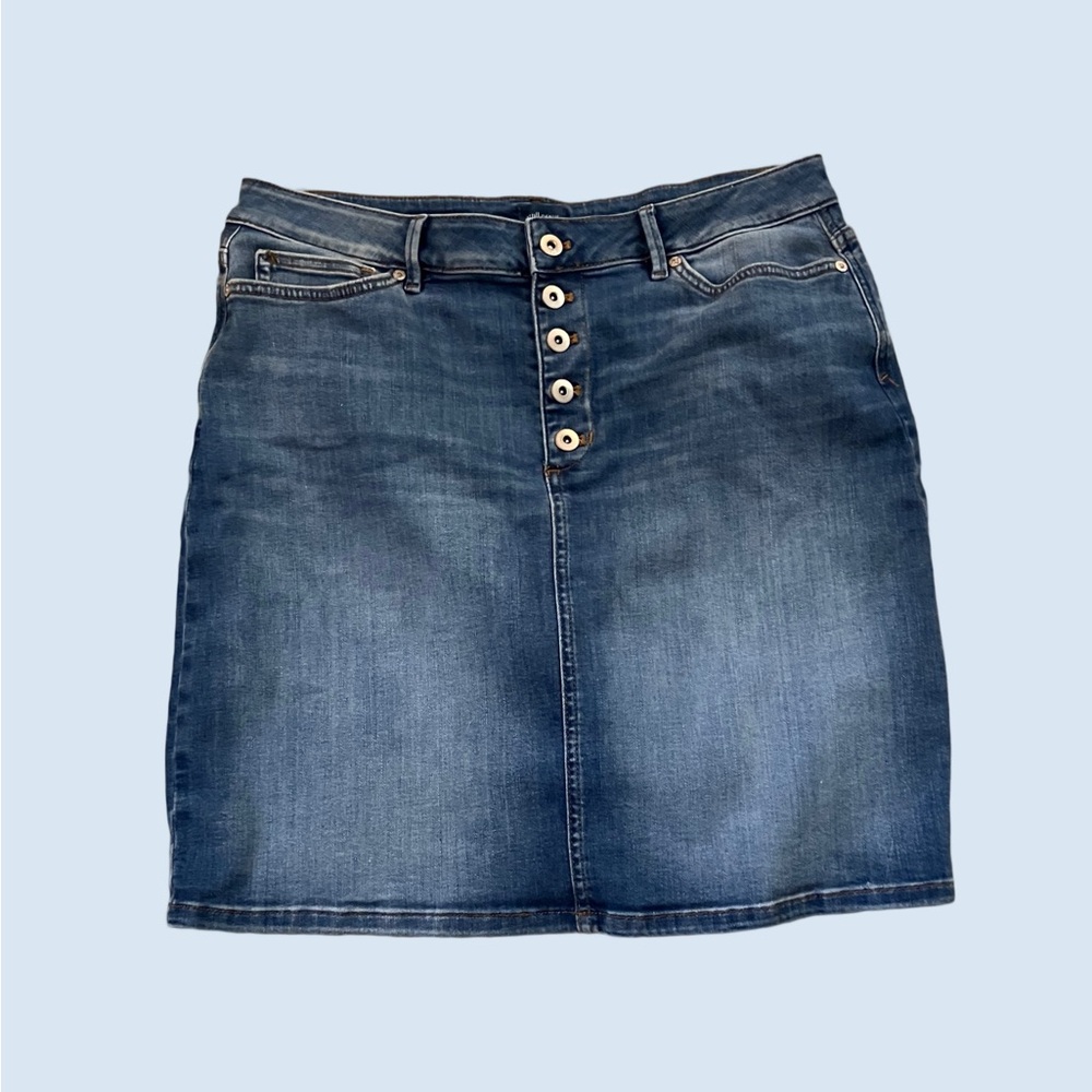 Denim Button-Front Skirt